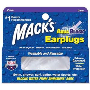 Macks Aqua Block oordopjes transparant kleurloos 2 paar