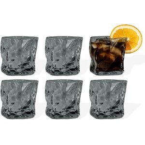 7 O'CLOCK Glazen set van 6 | Design Vintage Diamond Black Glass Alaska | drinkglazen ijskoffieglazen cocktailglazen longdrinkglazen water thee koffie sap whisky | vaatwasmachinebestendig duurzaam | 200 ml