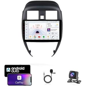 9 Inch Autoradio Compatibel voor Nissan Sunny 2014-2016 met GPS Navigatie CarPlay Android Auto Acht-Core 4G Bluetooth WiFi MirrorLink Stuurwiel Afstandsbediening(T4 8 Core 4G+Wifi 4G+64G)