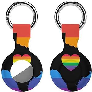 Texas Kaart LGBT Gay Pride Siliconen Case Voor Airtags Met Sleutelhanger Beschermhoes Airtag Finder Accessoires Houder