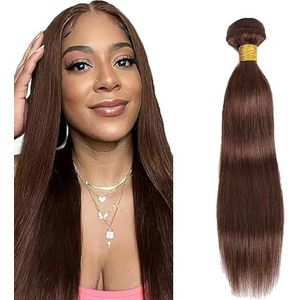 Tuheerst Straight Human Hair Bundles 4 Chocolate Brown Human Hair Extensions Unprocessed Double Weft Remy Hair for Woman 100g/pc 20 Inch