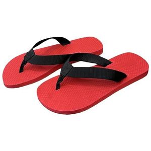 NIUVOO Rubberen teenslippers voor dames, strandslippers, casual, comfortabel, antislip, strand, zachte bodemslippers, Rood, 44.5 EU