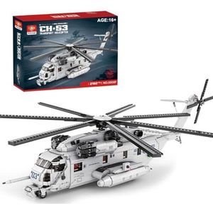 MERK Technisch militair vliegtuig bouwstenen, MOC-127265 CH-53E Super Stallion Helicopter model, 2192 delen MOC klembouwstenen helikopter bouwpakket compatibel met Lego