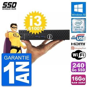 Dell Mini PC 3050 Micro Intel i3-6100T RAM 16GB SSD 240GB HDMI Windows 10 WiFi (Refurbis)