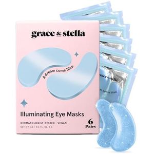 Grace & Stella bekroonde oogmaskers (Blauw, 6 paar) verminderen donkere kringen, gezwollen ogen, wallen, zakken onder de ogen en rimpels.