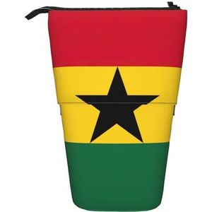 Evengigy Vlag van Ghana Print Leuke Etui met Zip Verstelbare Stand Potlood Houder Grappige Make-uptas, Zwart, Eén maat, Tas Organizer