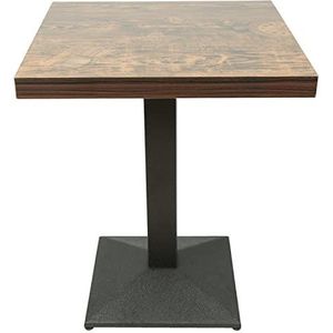 ShiShi Industriële retro eettafel, hoogte 75 cm, vierkante tafel, keukentafel van metaal en hout, bistrotafel voor 1-4 personen (bruin-zwart, D2, 60 × 60 × 75 cm)