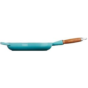 Le Creuset Signature gietijzeren koekenpan met houten handvat 28 cm Groenblauw