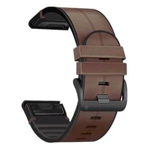 26 22 mm lederen siliconen QuickFit horlogebandriemen geschikt for Garmin Fenix ​​6 6X Pro 5 5X Plus 7 7X Epix 3HR vervangende armband riem (Color : Coffee, Size : 22mm Fenix 7 955)