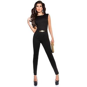 Koucla Jumpsuit voor dames, playsuit met gesp (zwart, M), zwart