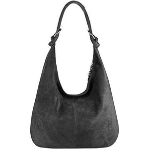 OBC Made in Italy dames XXL lederen tas leer suède shopper tas schoudertas schoudertas hobobag buideltas