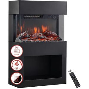 KAMINIO - HENRI - Elektrische Haard - Zwart - 3D-Vlameffect met Afstandsbediening
