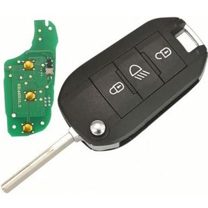 ProPlip Complete sleutel met programmeerelektronica, compatibel met Peugeot 3 knoppen koplamp 2008 3008 208 308 5008 508 Expert RCZ 434MHz lege afstandsbediening