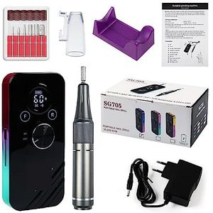 Nagelvijl elektrisch, 35000 RPM draagbare elektrische nagelboormachine, oplaadbare nagelfreessnijsets for manicure, nageltips manicure nagelvijl(SG705-green)