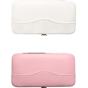 1Pc Roze Pu Lederen Pincet Opbergtas Lege Kleine Pincet Case Container Voor Wimper Extension Pincet Organizer Case Wimper Eyeliner Make-up Tool Accessoires, Roze en Wit, Eén maat