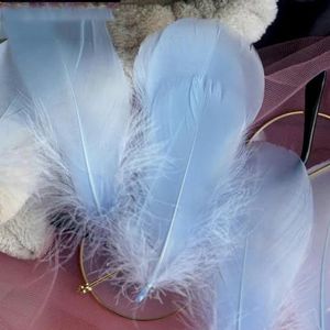 100 stks/pak Kleurrijke DIY Veren Gevulde Ballon Vul Veer Haar Clip Materiaal Decor Bruiloft Decoratie-Hemelsblauw