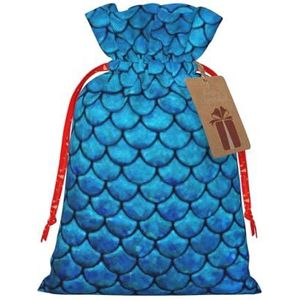 Blauwe Visschaal Herbruikbare Kerst en Festival Gift Bags,Gift Packaging Bags Stijlvolle Doek Vervaardigd Zakken