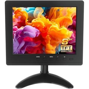 CCTV-monitor 8 inch TFT LCD HD-kleurenscherm 1024 * 768 met AV/VGA/HDMI/BNC-ingang Ingebouwde luidspreker voor Raspberry Pi Home Security CCTV PC-weergave door wholev