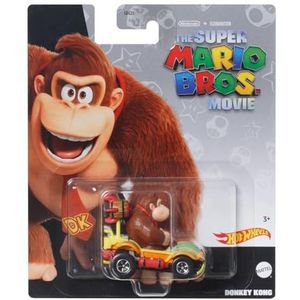 Hot Wheels Modelauto De Cast Donkey Kong Kart versie van The Super Mario Bros Movie, schaal 1:64, lengte 5 cm