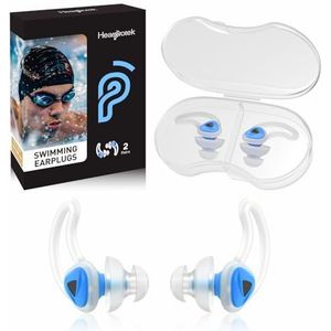 Hearprotek 2 Paar Oordopjes voor Zwemmen Waterdichte Siliconen Custom-fit Water Bescherming Zwemmen Oordopjes voor Water Zwembad, Douche Baden, Surfen en Andere Watersporten (Blauw)