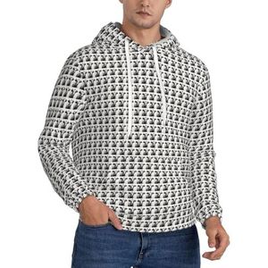 GUOLGP Koe In Zwart-Wit Print Mannen Hooded Pullover Mode Zachte Comfortabele Voor Winter Casual Dagelijks Dragen, Zwart, XS