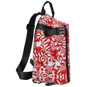 Haocloud Pickleball Ballen Kleuren Patroon Print Crossbody Rugzak Unisex Tas, Lichtgewicht En Sling Bag Voor Reizen, Snoep Rietjes, Eén maat