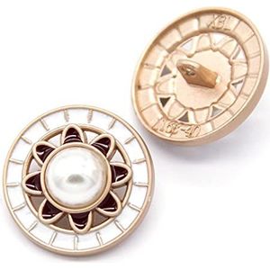 Button， Knopen Naaien Crafts， 6 stuks vintage ronde diamant parel gouden metalen knoppen for dameskleding trui decoratieve jasknoppen naaien accessoires(Rosso,18mm)