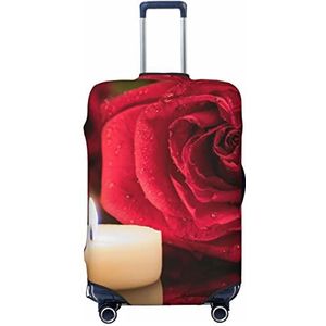 WOWBED rode roos met kaars bedrukte koffer cover elastische reisbagagebeschermer past 18-32 inch bagage, Zwart, S