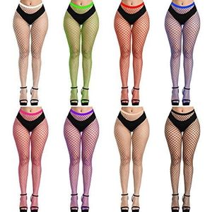 CHRORINE 8 Stks Visnet Kousen Hoge Taille Panty 8 Kleur Visnet Panty Voor Wome, Multi kleuren, M