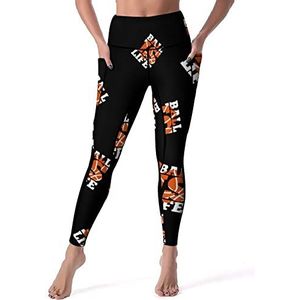 BasketBall Is Life Yogabroek voor dames, hoge taille, buikcontrole, workout, hardlopen, leggings, M