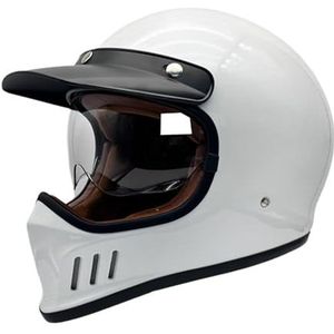 Volwassen Motorfiets Full Face Helm Retro Klassieke Full Face Motorhelm DOT/ECE Goedgekeurde Straat Fietshelm met Zonneklep, Unisex-Volwassenen Cafe Racer ATV UTV Scooter Helmen 3,L=59-60CM
