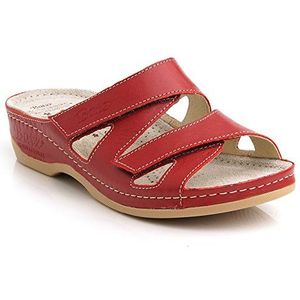 Batz ENI Lederen Sandalen Klompen Muiltjes Pantoffels Schoenen, Dames, Rood, EU 40