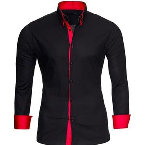 Reslad - Alabama RS-7050 - Herenoverhemd - Zwart-Rood - Lange Mouwen