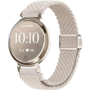 GIOPUEY Armband compatibel met Garmin Lily 2, gevlochten nylon armband, uniseks, elastische reservearmband, beige