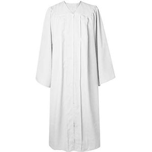 GraduatePro Priester Robe Chor doopkostuum heren dames unisex volwassenen gewaad kleding 2 kleuren, wit, L