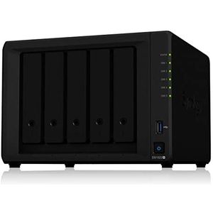 Synology DS1522+ 5-Bay DiskStation NAS AMD Ryzen R1600 8GB RAM 4xRJ-45 1GbE LAN-poort, bundel met 5x4TB WD Red Plus HDDs