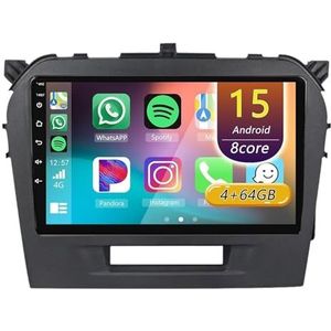 Android 15 Radio,voor Suzuki Vitara 2014-2019, 9 Inch Touchscreen Autoradio Met Wireless CarPlay Android Auto Bluetooth WIFI GPS-navigatie Swc(F 8core(8G+256G))