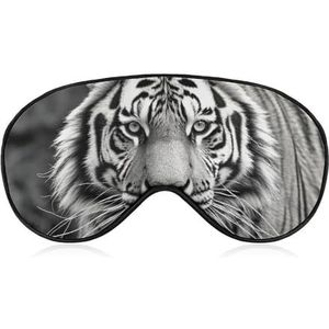 Zwart en wit tijgeroogmasker voor dames en heren, ademend en verstelbare oogbedekking, ultrazacht slaapmasker, lichtgewicht reisblinddoek voor vliegtuig, dutje, nachtslapen