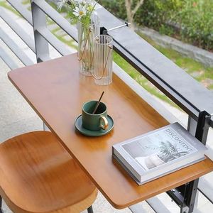 Heyijia Balkonbartafel voor leuningen, opvouwbare dekrailtafel, verstelbare balkontafel, bijzettafel voor terras, tuin, binnen en buiten