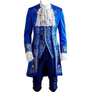 Belle beest Suit Prince Adam Cosplay kostuum heren Blauw XL