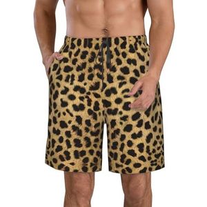 Americana Vlag Herten Print Heren Zwemmen Board Shorts Zwembroek Trunks Badmode Sneldrogend Surfen Strand Essentiële Zomer, Leopard Animal Print, XXL