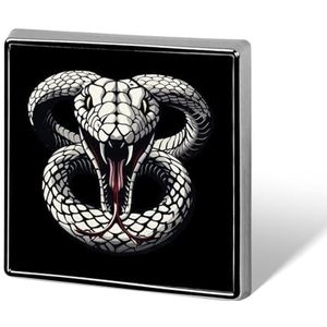 Witte Koning Cobra Sissende Verontruste Snake Broche Pins Voor Mannen Vrouwen Vierkante Badge Kraag Pin Reversspeldjes Voor Jurk Jas Rugzak Accessoires