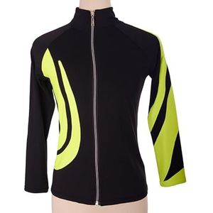 Kunstschaatsjassen Voor Meisjes Schaatstopjes Dunne Fleece/dikke Fleece Warme Trainingskleding(Size:3XL,Color:Geel-Dik)