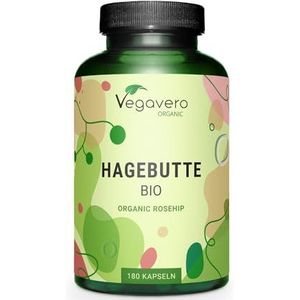 Vegavero BIOLOGISCHE Rozenbottel capsules | EU-teelt | 1400 mg rozenbottelpoeder BIO | Laboratorium getest | Veganistisch - zonder toevoegingen
