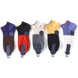 yeeplant Gezellige ademende katoenen sokken voor heren: 5-pack elastische laag uitgesneden dunne sokken, modieuze zomerse decoratieve enkelsokken, Meerkleurig, Eén Maat