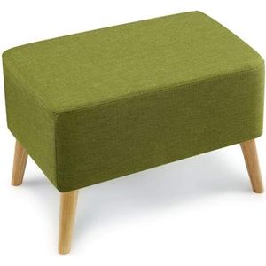 Voetenbank Vierkante houten steun gestoffeerde voetenbank Ottomaanse stoel stoffen hoes afneembare linnen hoes planken kleine krukjes stof laag Zit (Size : Green)