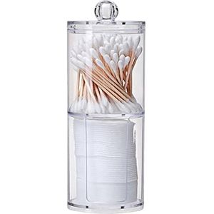 Tsuchiya Wattenstaafjeshouder, transparante acryl wattenstaafjeshouder voor cosmetica, wattenballen