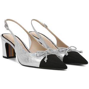 Sam Edelman Willette-pomp voor dames, Zacht Zilver/Zwart, 39 EU