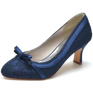 Hanfike Slip-on Trouwjurk Schoenen Voor Vrouwen Lage Hak Formele Party Prom Pompen met Knoop JY149, Donkerblauw, 41 EU