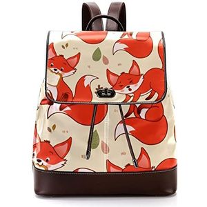 Gepersonaliseerde casual dagrugzak tas voor tiener schattige vossen patroon schooltassen boekentassen, Meerkleurig, 27x12.3x32cm, Rugzak Rugzakken